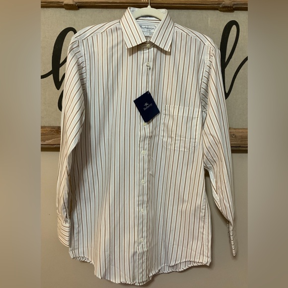 Burberrys London Men’s Stripe Dress Shirt Long Sleeve Sz 15-32 ( M ) NWT - Picture 1 of 5